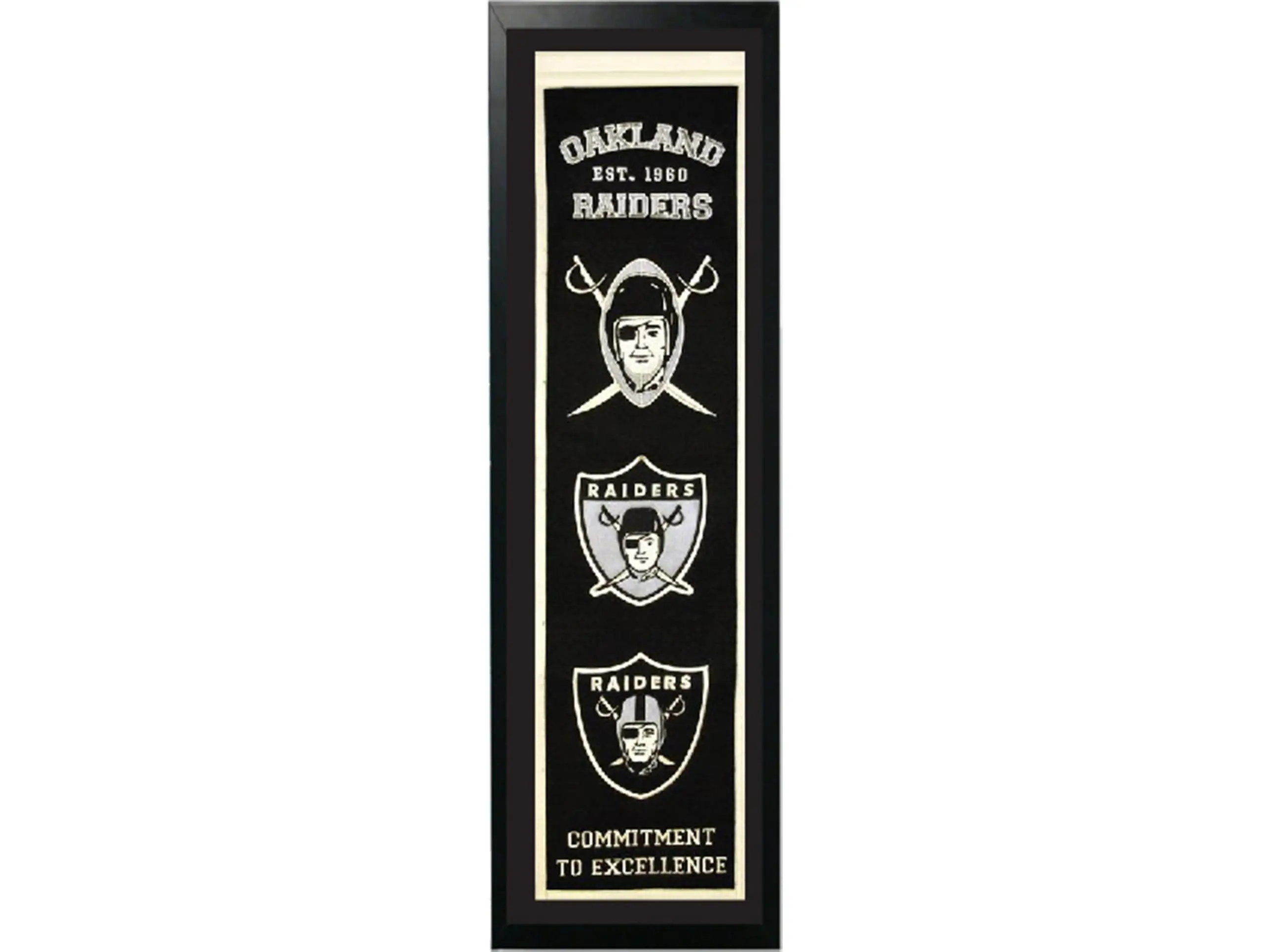 Encore Select 110-04 Oakland Raiders Logo History Felt Fabric Banner, 14x37 in, Indoor Wall Decor for Game Day & Festive Parties, Ideal for Raiders Fans
