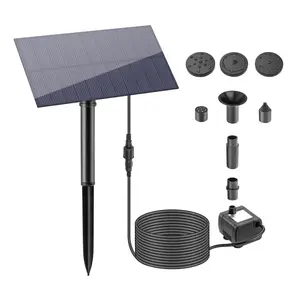 Eco-Friendly Solar Fountain Pump 1.5W Submersible Water Pump with 7 Replacement Nozzles Sponge Filter and Suction Cup Mount Efficient Water Circulation Design Perfect for Bird Bath Pond Garden Aquarium Pool Indoor Outdoor Decoration