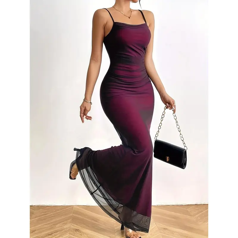 green emerald velvet dress SHEIN Modelyn Women's Solid Color Asymmetric Neck Ruffle Decor Short S |  Dress main image 1