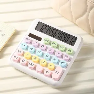 12-digit desktop calculator, dopamine color, large button design, solar and battery dual power supply,can be used as a gift for colleagues, children and classmates,suitable for home office, school, study