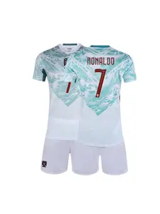 Kids Sports Set, Breathable Portugal Ronaldo Football Jersey Fan Shirt Training Suit Casual Short Sleeve and Shorts, All Seasons