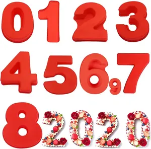 9 Pieces 10 Inch Large Size Silicone Number Moulds Baking Cake Pan for Homemade Baking DIY Cake Decorating