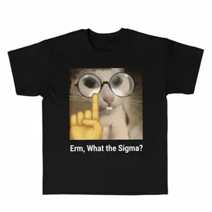 Unisex Cartoon Cat & Letter Print Round Neck Tee, Regular Fit Street Fashion Casual Short Sleeve T-Shirt for Daily Wear, Men's Summer Clothes