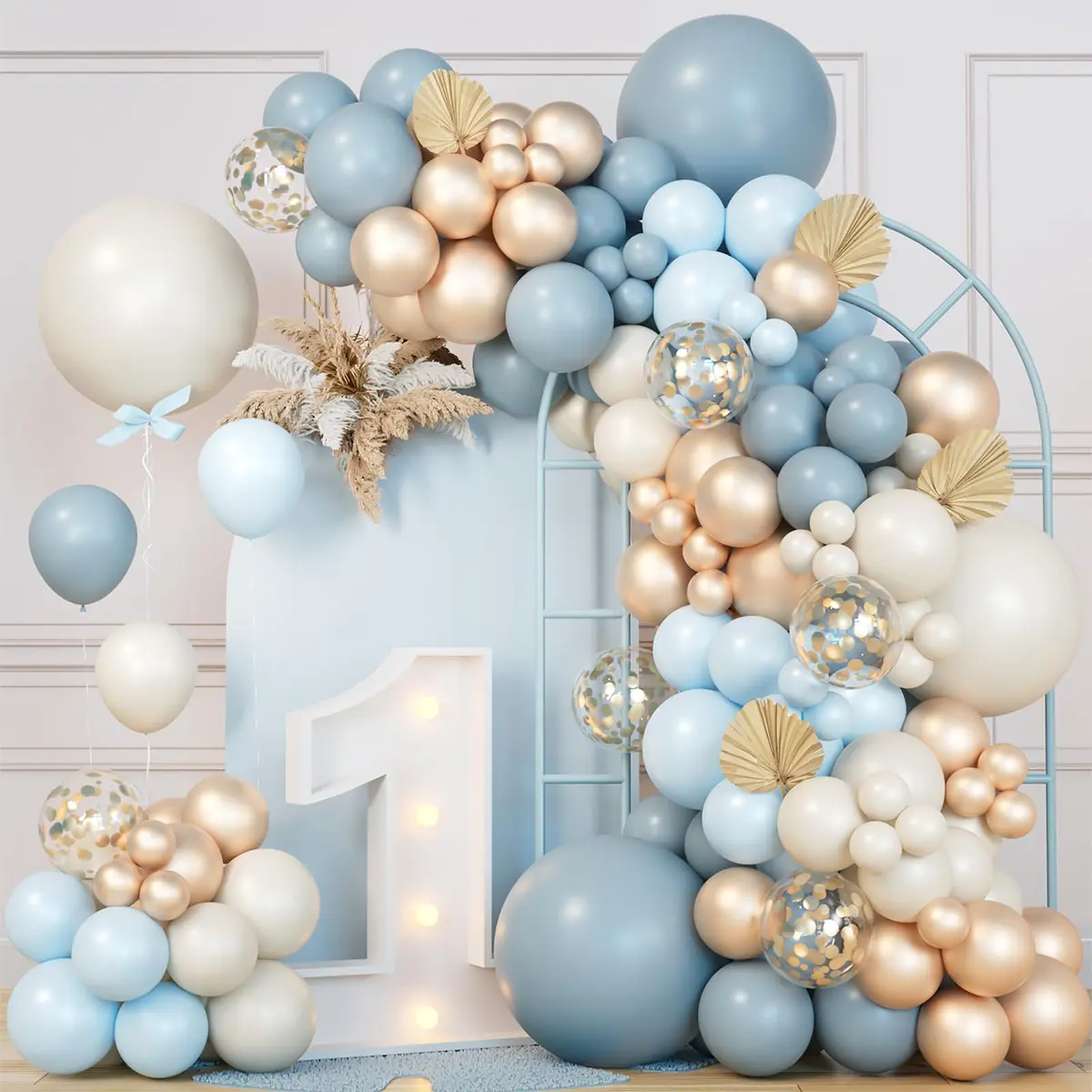 Macaroon Blue Balloon Garland Arch Kit,111pcs Dusty Blue Latex