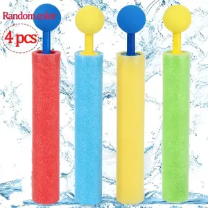 4pcs Children's Water Guns, Foam Water Guns, Colored Water Guns, Stick Water Guns, Foam Water Sprayers, Super Water Cannons, Summer Water Fight Toys, Suitable for Children's Swimming Pools, Beaches, Pool Party and Other Outdoor Water Activities