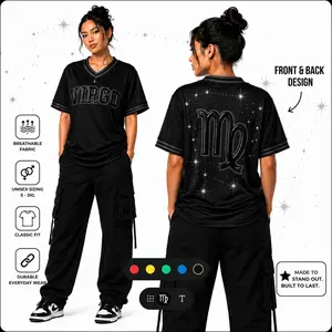 Zodiac Couple Matching Jersey, Astrology Baseball V-Neck Shirt for Him and Her, Horoscope Athletic Tee Unisex, Oversized Streetwear, Birthday Anniversary Gift, Aries Taurus Gemini Leo Scorpio Pisces Capricorn Virgo Libra Cancer, Shortsleeve, Clothes