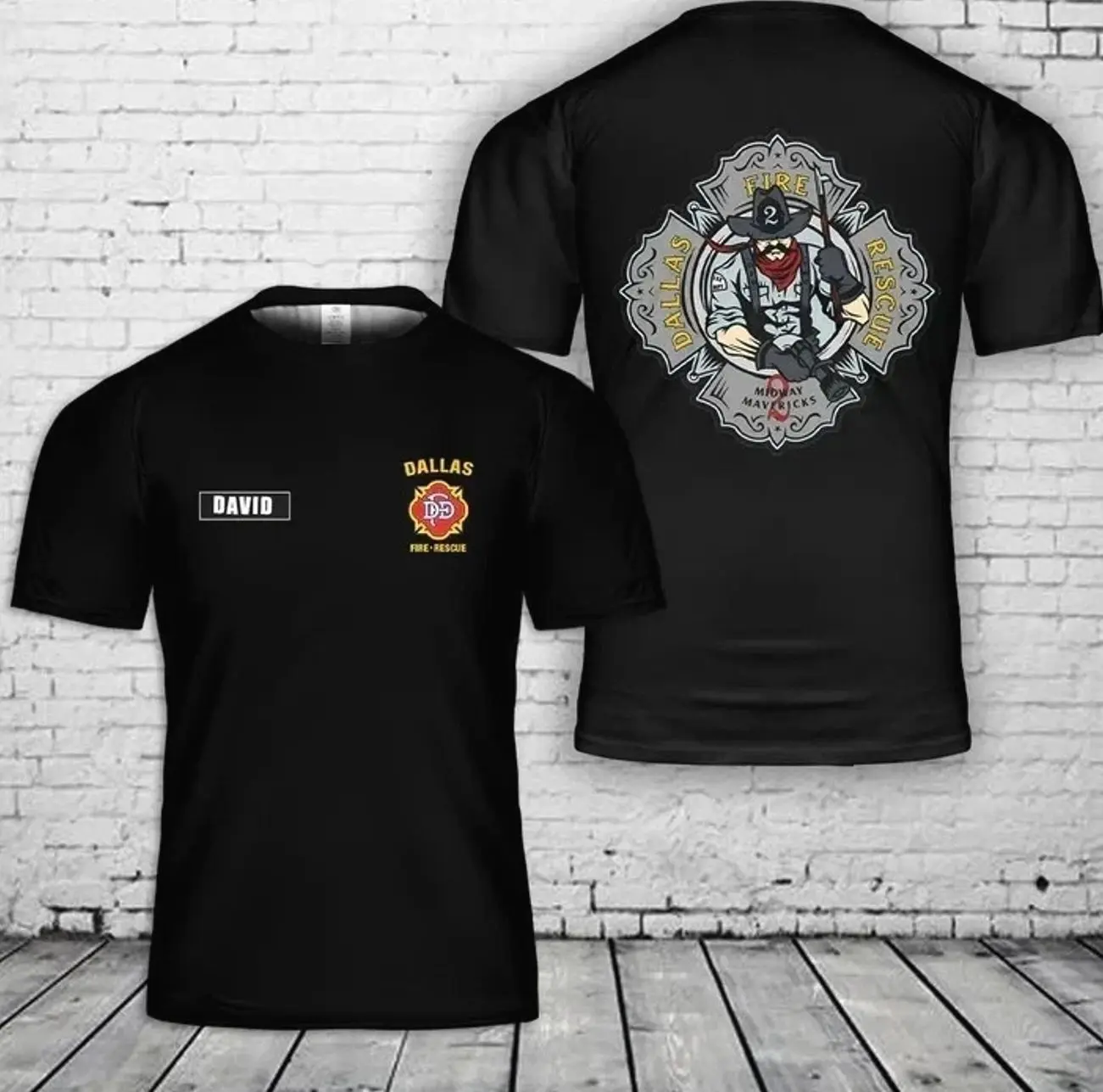 Custom Name Dallas Fire Rescue Fire Department Firefighter AOP 3D T-Shirt Veteran, US Army, Pride, Graphic T shirt UQH