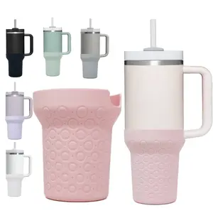 Silicone Boot for Stanley Tumbler 40 oz & HydroFlask Travel Tumblers 40oz, Protective Sleeve for Quencher H2.0 Tumblers Cup, Durable Bottom Cover Rubber protector Accessory