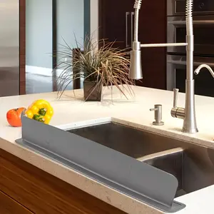 Silicone Sink Splash Guard - Water Splash Guard for Kitchen, Island and Bathroom - Secure Non-Slip Suction Cup Base - Dishwasher Safe
