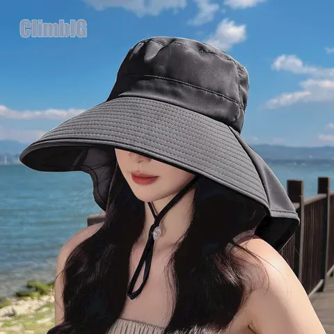 Women's Fashionable Wide Brim Bucket Hat - Polyester UV Protection Sports & Outdoor Headwear with Drawstring, Ponytail Hole, Breathable, Lightweight, Long-Lasting, Adjustable Closure, Easy to Carry for Getaways