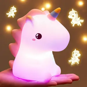 Unicorn Toy, Children's Night Light, 16 Colors + Silicone + Adjustable Light + Children's Room 12-Hour Usage Night Light, Unicorn Toy for Girls Aged 4-6, Cute Gift for Girls, Babies, Toddlers' Room Decoration