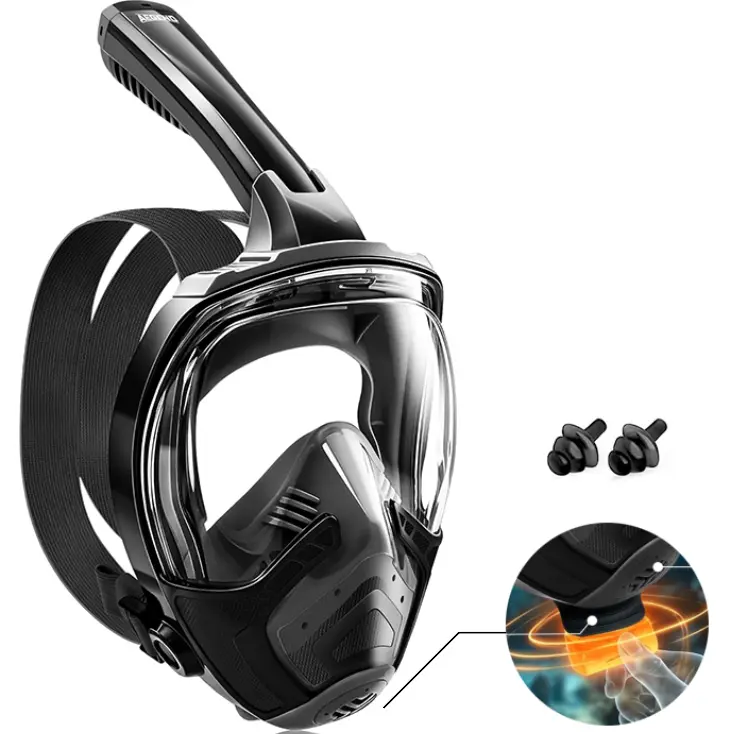 Aegend Adult Silicone Diving Mask - Full Face Gear with Soft Silicone Material, Dry Top Valve, Anti-Fog & Leak-Proof System, 180° Panoramic Lens HD View, Emergency Handle, Safer & Healthier Breathing for Snorkeling, Scuba