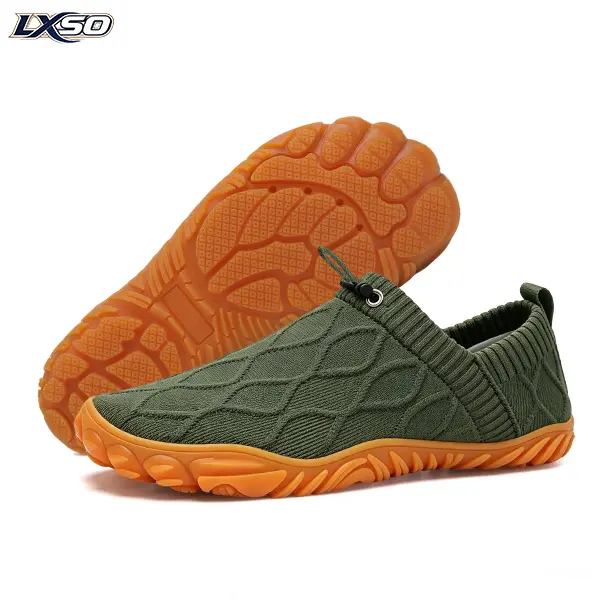 LXSO Barefoot Walking Shoes for Men & Women, Minimalist Knit Slip-On Trainers, Lightweight & Breathable Casual Athletic Footwear