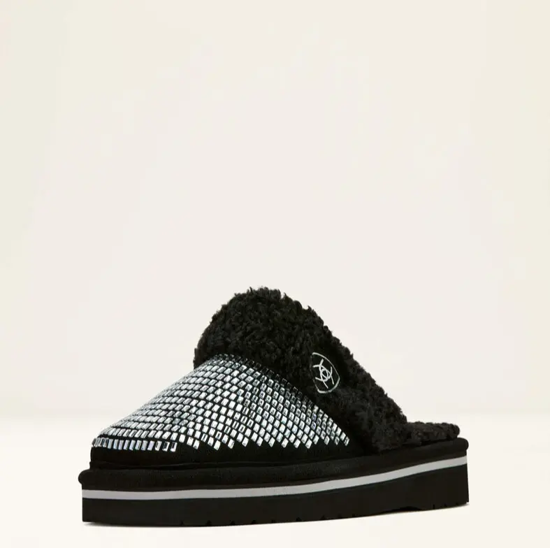 Ariat Women's Jackie Square Toe Stack Slipper Bling Black