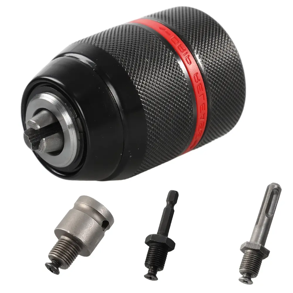 Keyless Drill Chuck Metal Heavy Duty 1/2" - 20UNF Mount 1~13mm with SDS-Plus Shank 1/4" Hex Shank 1/2" Socket Square Female Adapter fits Rotary hammer/Impact wrench/Impact Screwdriver