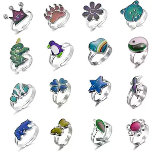 16 count Mood Rings for Adjustable Mixed Color Changing Mood Rings Gifts for Costume Props Birthday Party Favors