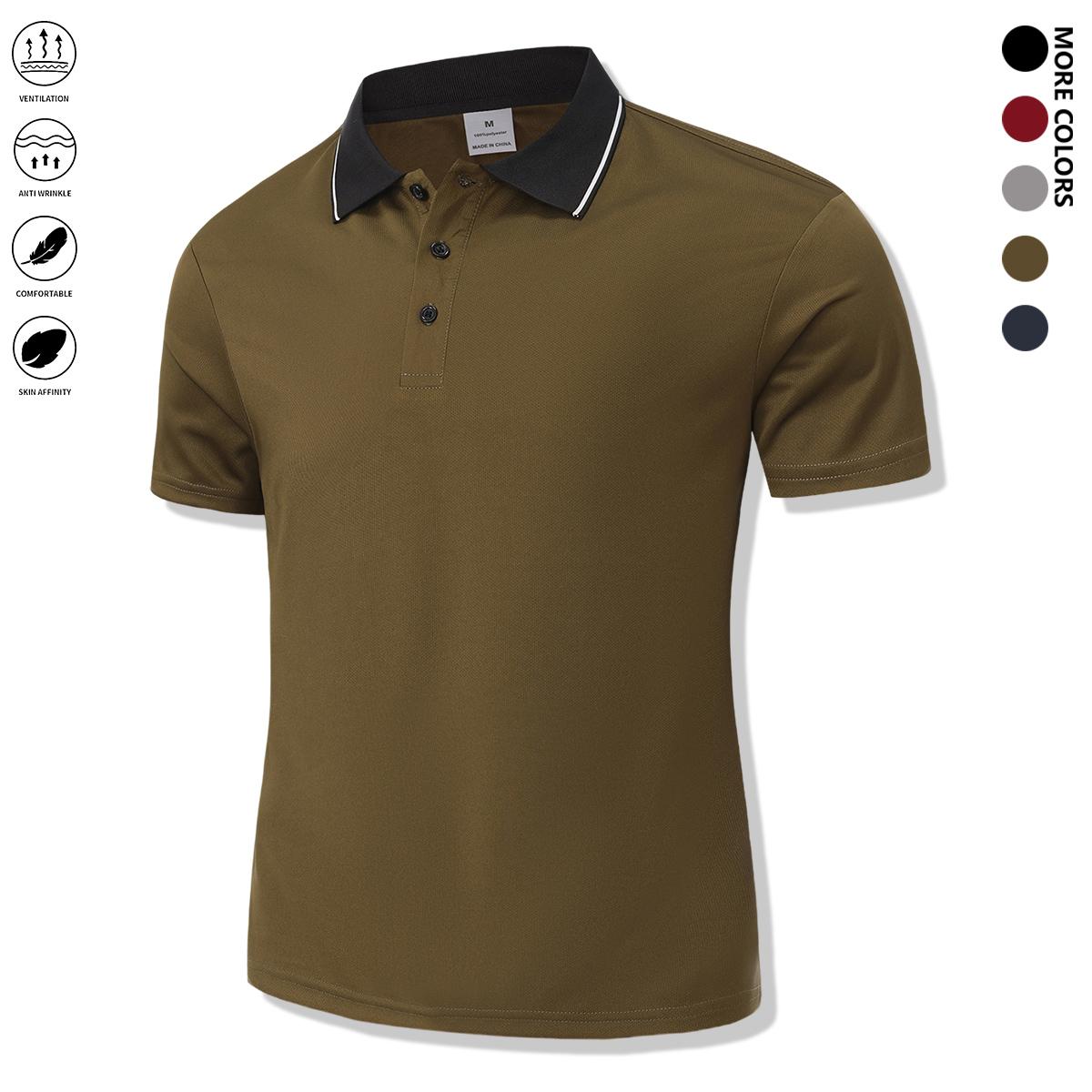 4-piece set: casual men’s short-sleeve polo shirt set featuring a comfortable relaxed fit and a classic turn-down collar shirt, suitable for work, golf, travel, and everyday wear.