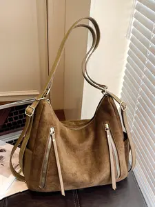 Retro commuter tote bag, niche versatile shoulder bag, textured backpack, simple solid color frosted shoulder commuter bag, dual-use backpack, Crossbody messenger bag, suitable for daily matching and other scenarios