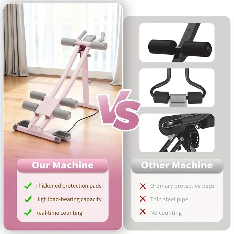 440 Lbs Ab Workout Weight Capacity Equipment, Ab Machine For Home Gym, Foldable Core & Abdominal Exercise Machine, Adjustable Ab Machine Full Body Workout Exercise Fitness Equipment Adjustable Height With Resistance Bands, Dual Track Ab Machine