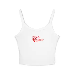Custom Bride Mrs. Bachelorette tank top | small red script logo | Personalized Bridal Gift Engagement Party Engagement Era casual comfy cami slim sleeveless top White Womens y2k crop tight-fitting