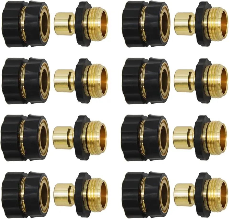3/4 Inch Garden Hose Fitting Quick Connector Set, 4/8 Sets | Male and Female 4 Sets, Garden Hose Adapter, Quick Connect Hose Fittings, Water Hose Quick Connect Fittings