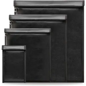 Faraday Bags, Anti- Faraday Cage, Set of 4 Sizes for Laptops, Tablets, Phones and  , RFID Signal Blocker Pouch, Fireproof &  (Black)
