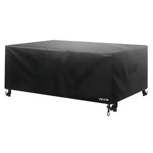 VEVOR Patio Furniture Cover, 420D Heavy Duty Waterproof Outdoor Dining Table and Chairs Cover, Large Rectangular Patio Table Covers with Air Vent for All Weather, 110L x 84W x 28H inch, Black