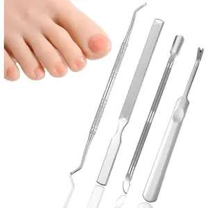 4PCS Toe Nail-Care Kit Stainless Steel 3-in-1 Nail File Kit Non-Slip Metal Fingernail Filing with Ingrown Lifter Thumb Guard Durable Nail Care Tool for Men Women Thick NailsSeniors Dogs