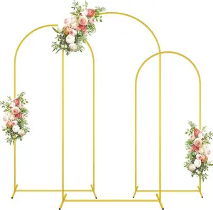 6FT+6.6FT+7.2FT Metal Arch Backdrop Stand, Decorative Balloon Arch Stand, Easy Assembly Gold Wedding Arch, Stable Backdrop Arch Stand for Wedding Ceremony, Birthday Party Does Not Include Balloons