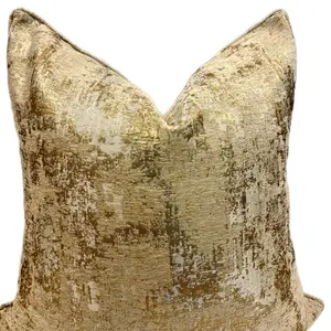 Gold and White Luxury Pillow Cover - Elegant and Soft Decorative Throw for Home and Office