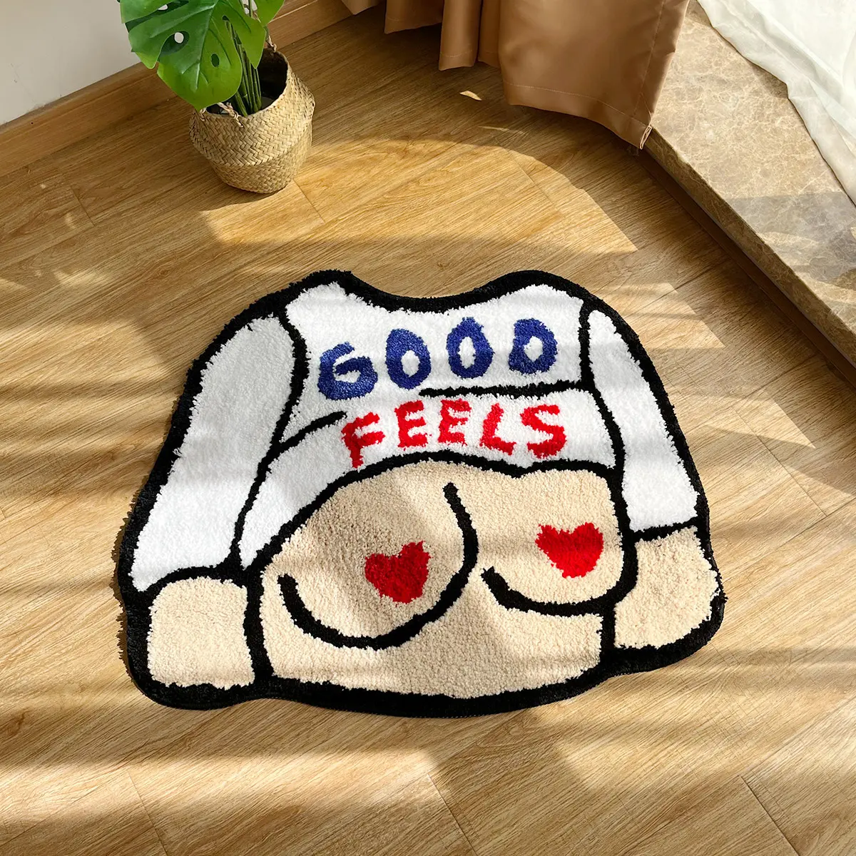 LAKEA Breast Rug Bath Mat Tufted Carpet Bathroom Non Slip Absorbent Foot Mat Entrance Small Rug for Bedroom Comfortable Alfombra
