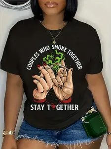 100% Cotton Couples Who Smoke Together Stay Together Funny Weed Couple T-Shirt