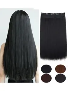 Straight Hair Clip-In Extensions One Piece 5 Card Long Straight Synthetic Hair Pieces for Women Suitable for Daily Use and Parties Straight Length Synthetic Hairpieces