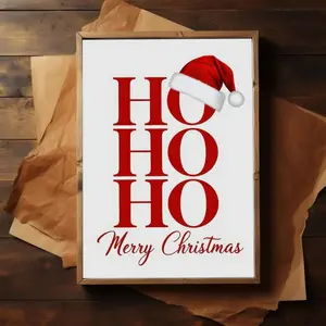 2d flat, With inner frame 1 Pc A red train passes through the forest, adorned with the words "Merry Christmas". Wooden Framed Canvas painting Thickness 2.25cm/0.9inch High quality Wall Art Prints Poster Direct hanging Wall Picture Decor for Home Gifts	