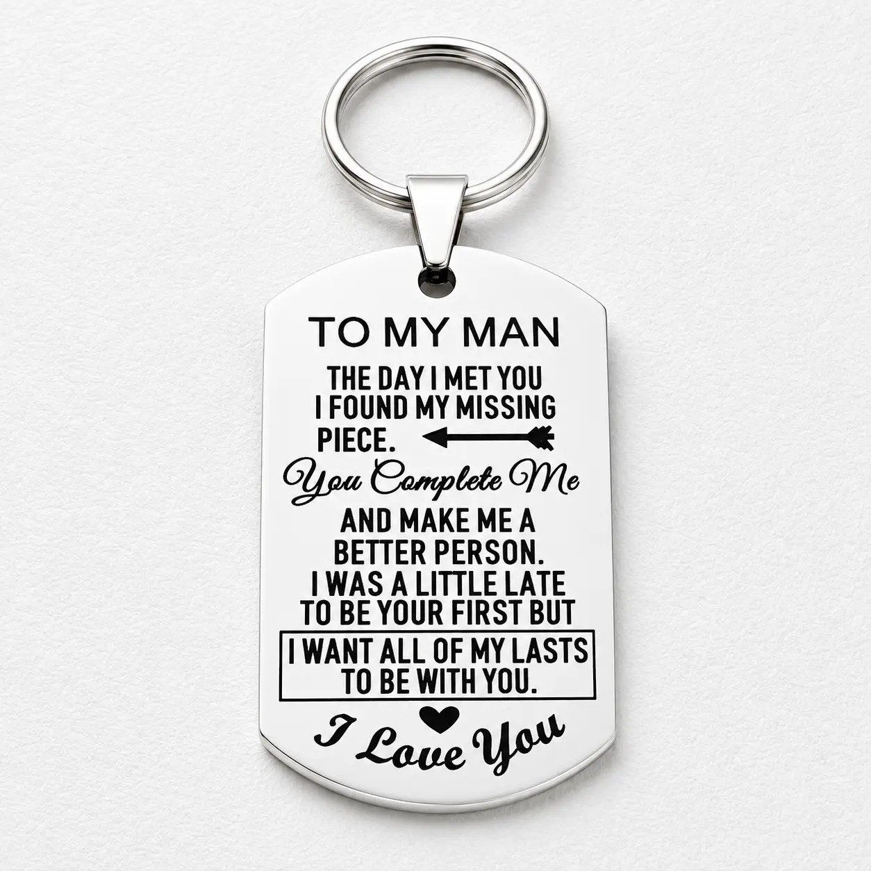 To My Man Keychain Gift for Boyfriend Husband, Romantic Love Message Keychain, Anniversary Birthday Gift for Him