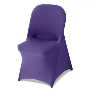 50 Pcs Purple Chair Covers Set, Elastic Polyester Spandex Slipcovers For Wedding, Party, Banquet And Dining, Flat-Front Style, Stretchable, Durable Fits Chairs Up To 17.72 X 18.11 X 30.31 Inches, Easy Care, Machine Washable