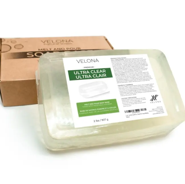 2 LB - Ultra Clear Glycerin Soap Base by Velona | Melt and Pour | Transparent Natural Bar For The Best Result for Soap Making