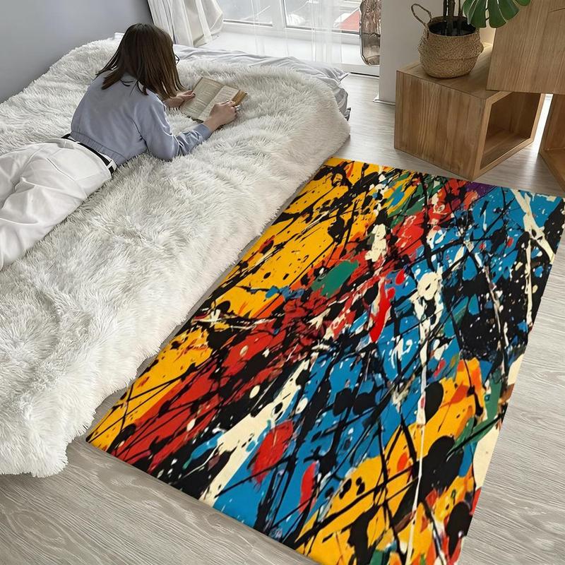 Abstract art J-Jackson P-Pollock Floor Mat Soft Thickened Flannel Door Mat Non-Slip Living Room Rug Home Decor