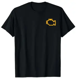 Check Engine Light Mechanic Short Sleeve Cotton T-Shirt, 100% Cotton, Car Guy Humor Casual Summer Tee
