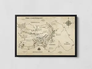 Detailed Empyrean World Map Unframed Poster - Fourth Wing & Iron Flame Continent Geography Print - Vintage Cartography Wall Art - Fantasy Book Nook Map