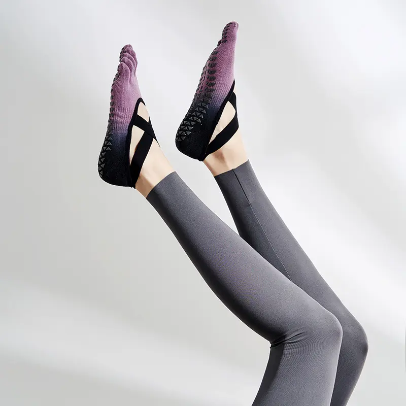 Black and Purple anti-slip Yoga Socks 2 pairs