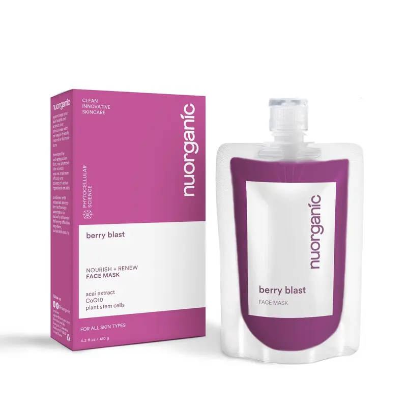nuorganic Berry Blast Açaí Clay Face Mask - Detox and Exfoliating for Glowing Skin and Radiance Flawless Skincare