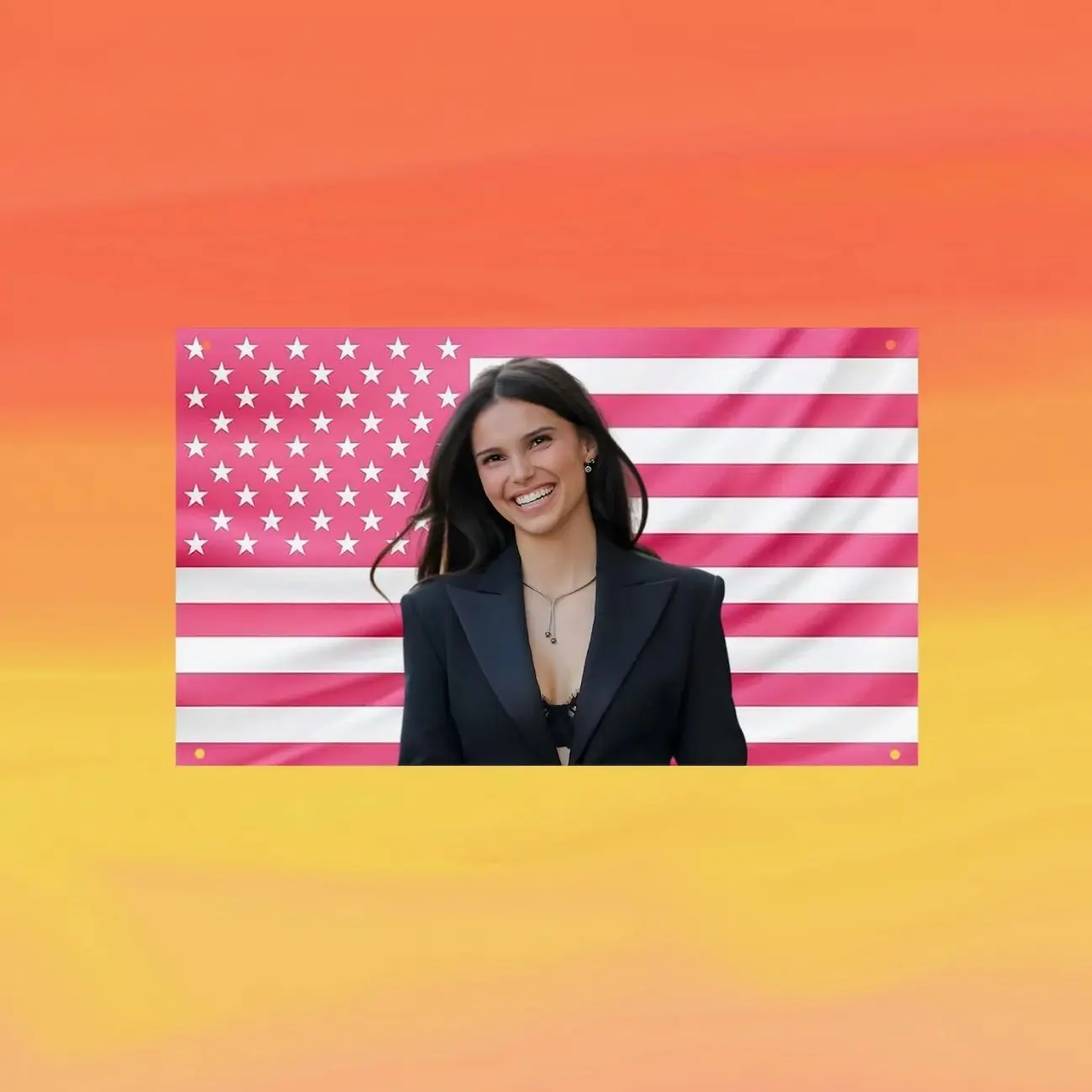 Inde Navarrette Pink US Wall Tapestry Flag, Actress Wall Art, Celebrity Bedroom Decor