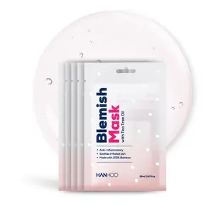 Hanhoo Blemish Mask 5 Sheet Pack with Tea Tree Oil, Centella & Hyaluronic Acid for Soothing Facial, Calms Acne-Prone Skin & Korean Skincare