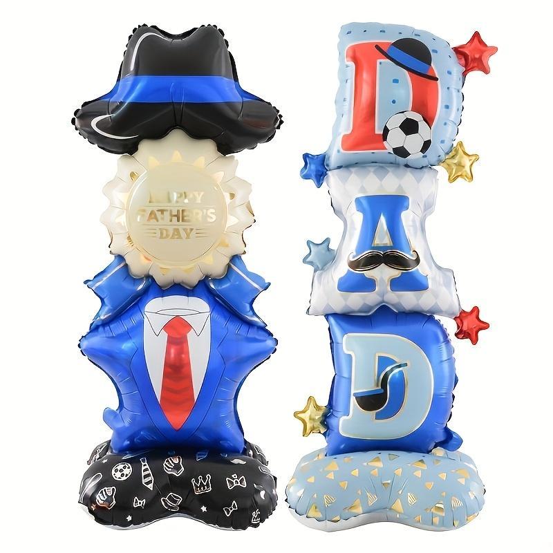 A Set of 2 Standing Balloons for Father'S Day Decoration, Featuring a 'Happy Father'S Day' Celebration Balloon And 'DAD' Letter Balloons, Suitable for Father'S Day Parties, Birthdays, And Family Gatherings to Create a Warm And Fun Festive Atmosphere