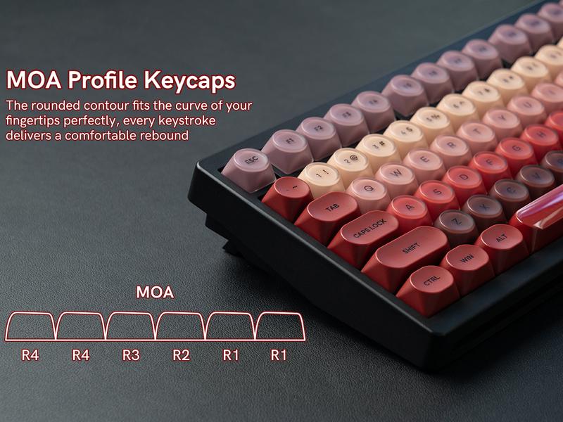 Womier PBT Keycaps, Red Jelly Keycap Berry Kiss Theme MOA Profile, 128 Keys Elegant Cute Custom Key caps for 61/68/84/87/98/100 Cherry Gateron MX Mechanical Keyboards