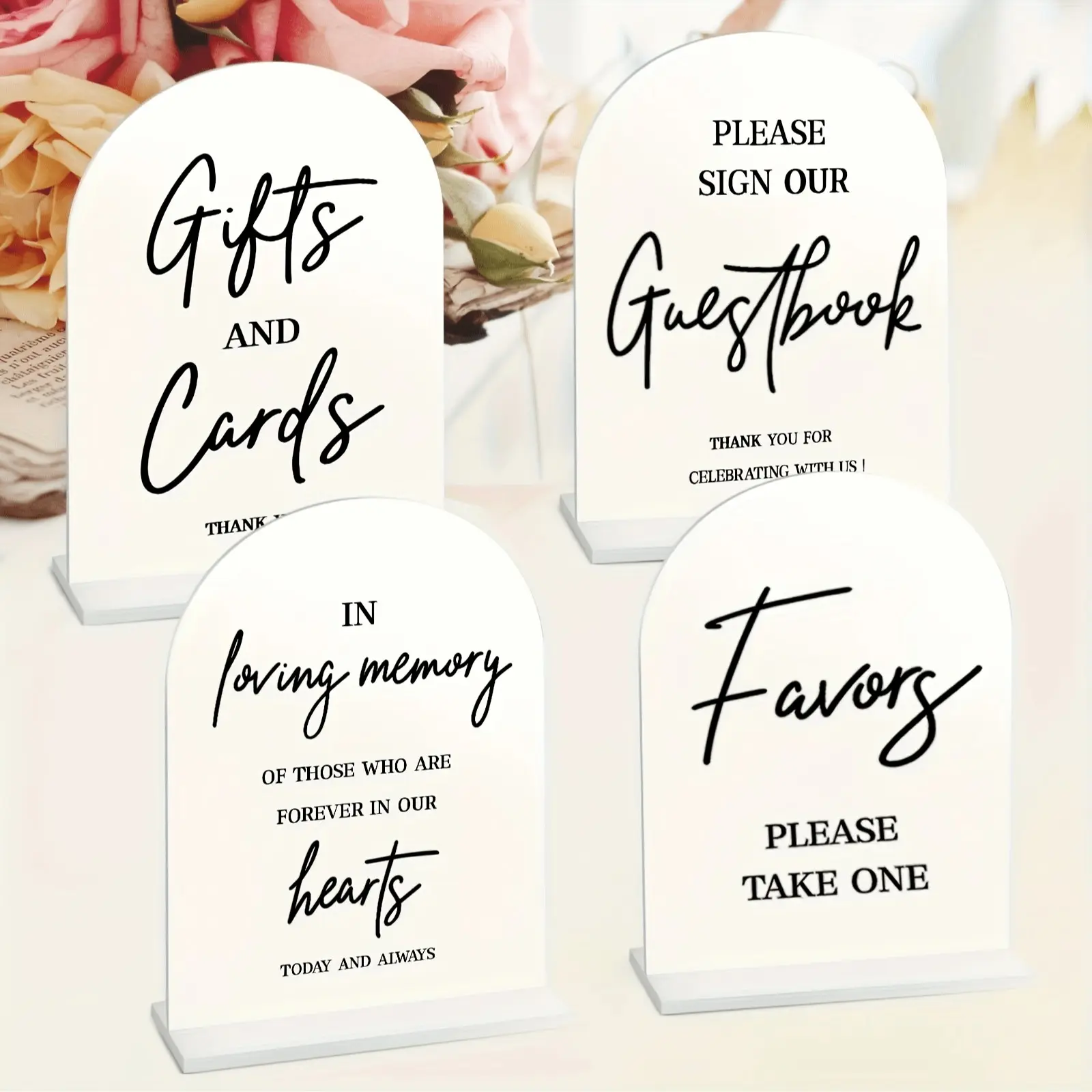 Acrylic Wedding Signs for Ceremony and Reception, 5x7 Inch Wedding Signage, Guest Book Sign, Cards and Gifts Sign, Wedding Decoration, Decorative Plaque, Decorations Supplies, Decoration Items