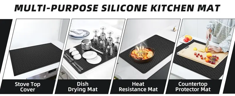 Silicone Stove Top Cover Mat for Electric Stove, Heat Resistant Glass Cooktop Protector, Anti-Slip Countertop Protector & Kitchen Dish Drying Mat,Kitchenware, Tableware, Coasters, Indoor Use, Fits Many Stove Top Types.#tiktokshopstockup techvibes