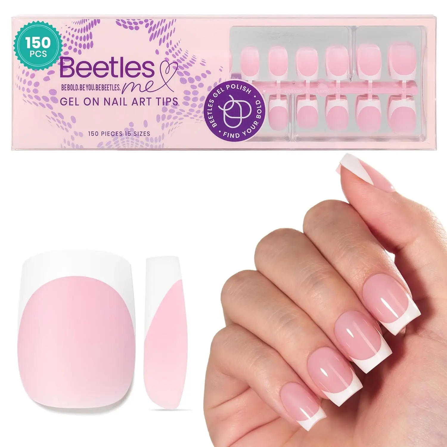 Pink Short Square Gel Nail 150 Pcs