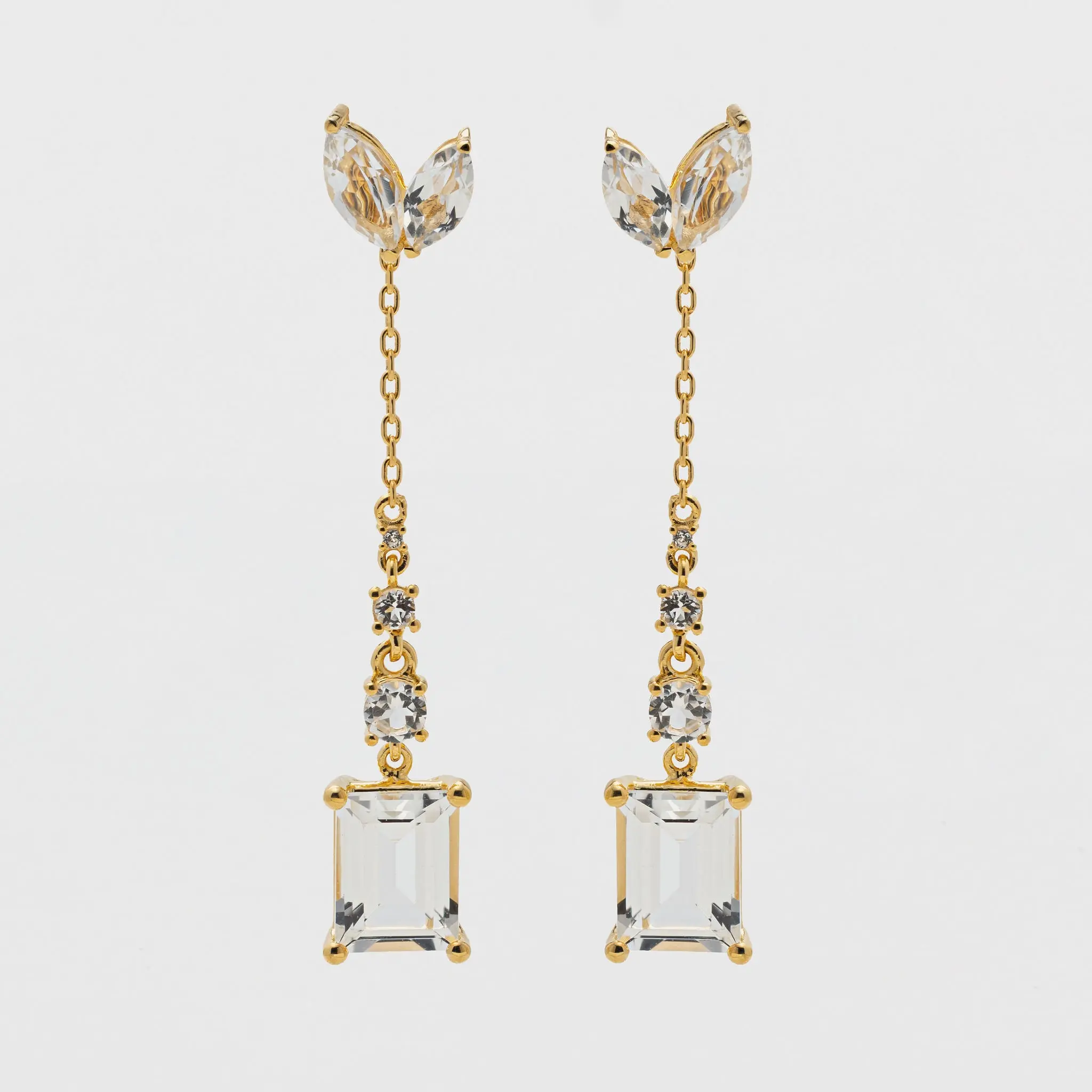 White Topaz Convertible Dangle Earrings